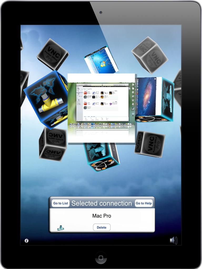VNC Pocket Office Pro 3D Cube Interface VNC 3D cube interface