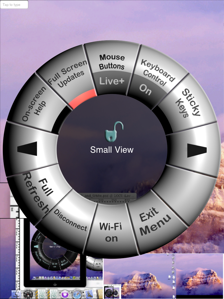 VNC Pocket Office Menu wheel interface VNC wheel